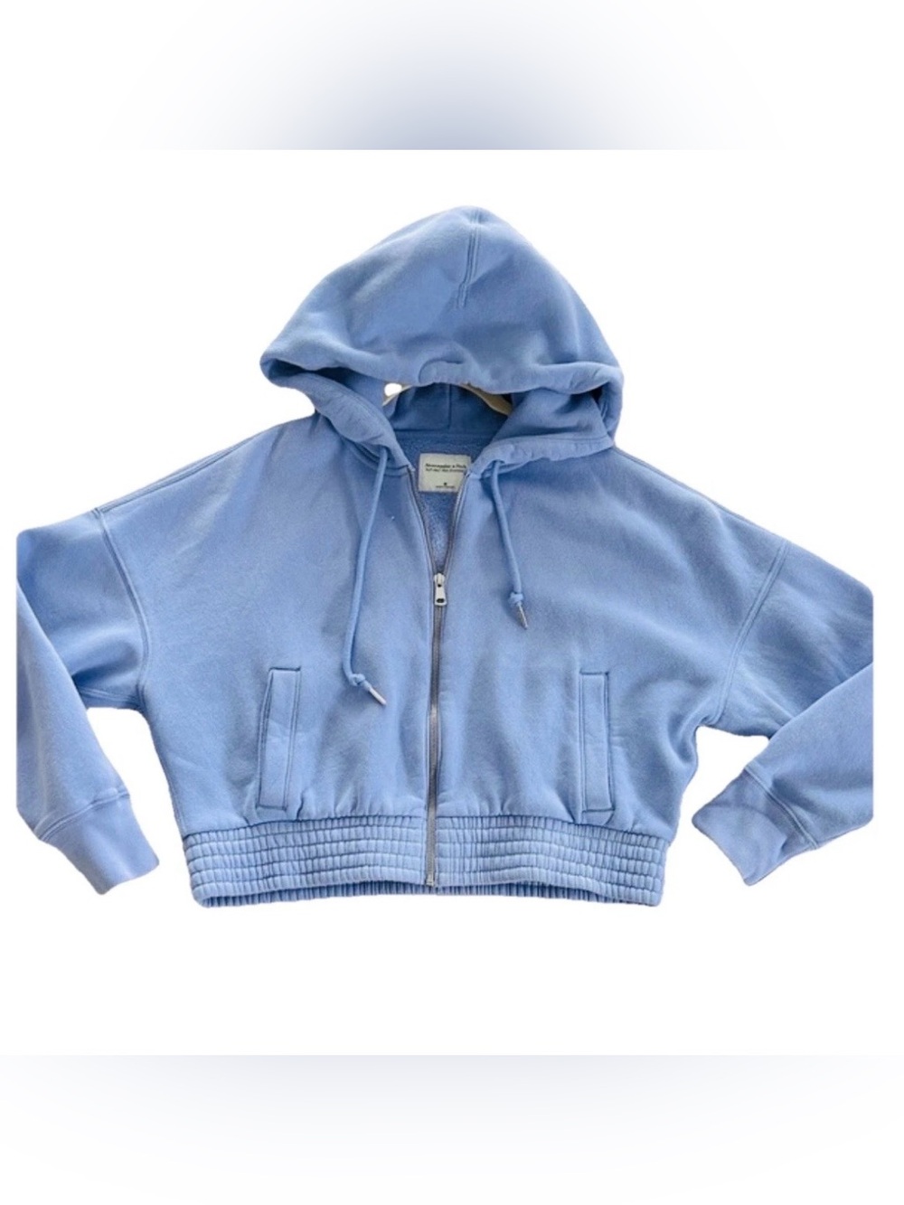 “Abercrombie & Fitch” SOFT MAX ESSENTIALS zip up HOODIE; XS; PERIWINKLE BLUE